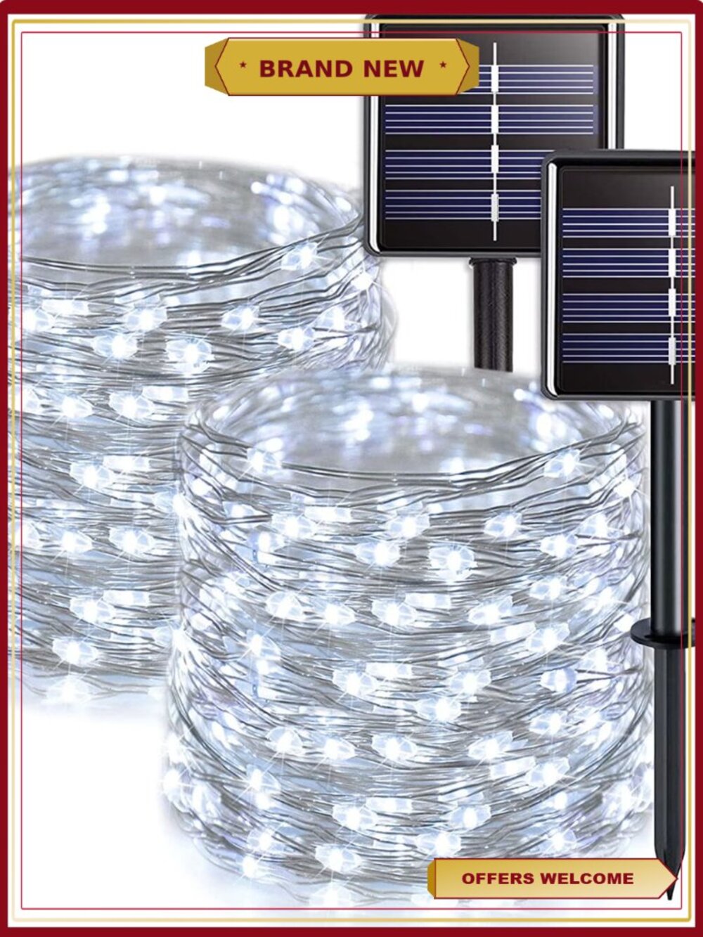 Solar String Lights Outdoor 33ft 100 LED Copper Wire 8 Modes Waterproof Fairy